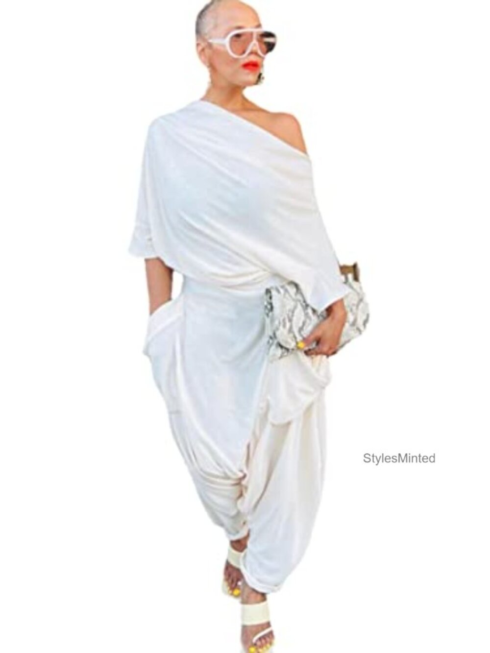 Off Shoulder Harem Jumpsuit Sleeveless High Waist Ankle Length Casual